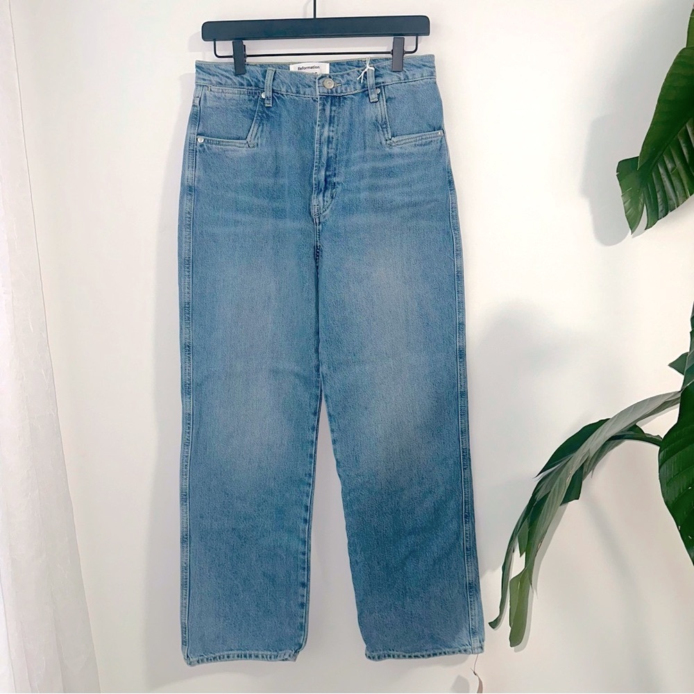 NWT Reformation Cowboy Pointed Pocket High Rise Straight Jeans